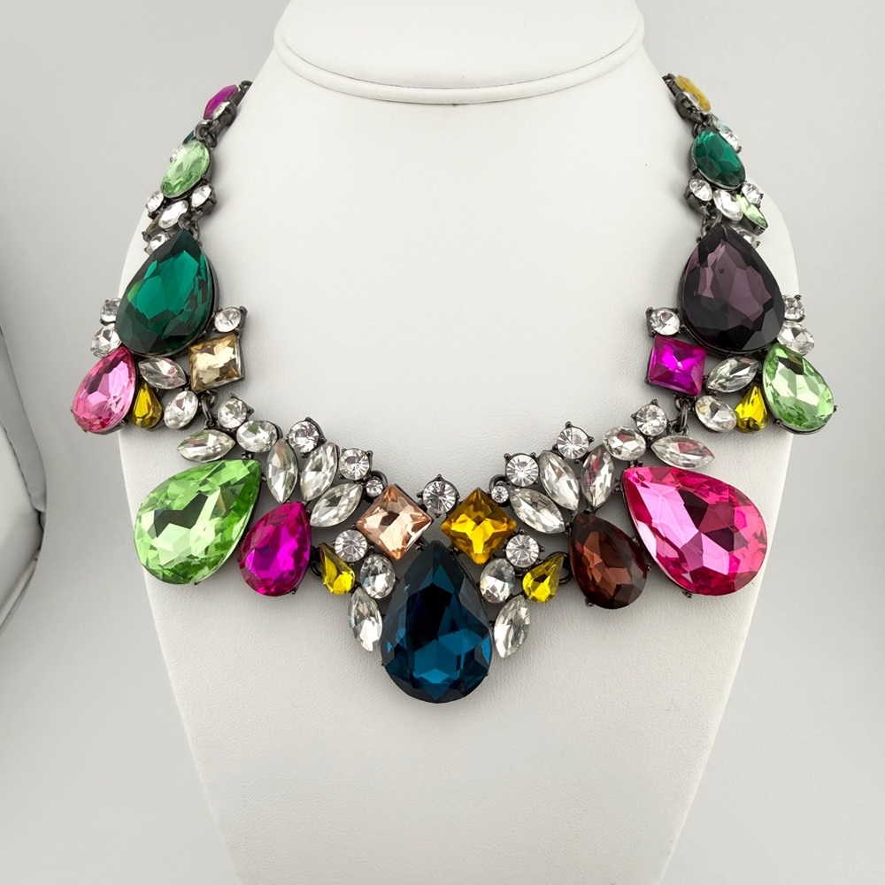 Multicolor Glass Rhinestone Statement Choker/Neck… - image 1